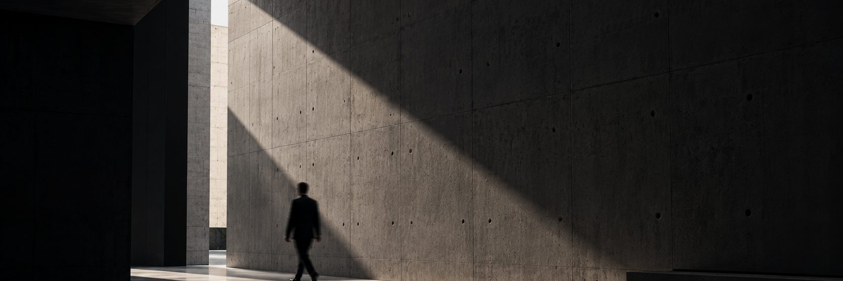 Espacio de concreto con luz lateral